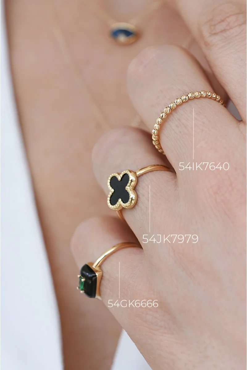 Δαχτυλίδι Χρυσό 14Κ Black Flower