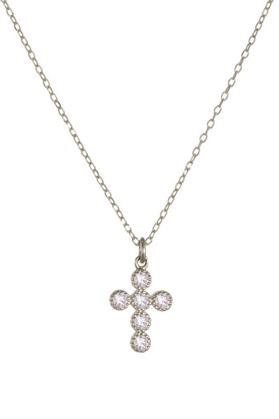 Κολιέ Λευκόχρυσο 9Κ Σταυρός Φούσκες