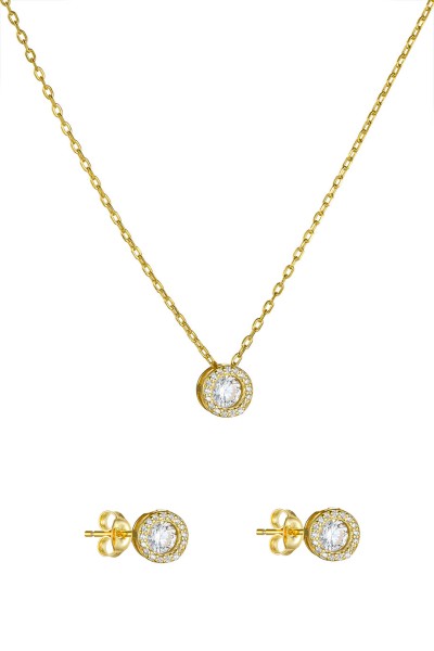 Κολιέ Ασημένιο Dots Set Με Σκουλαρίκια