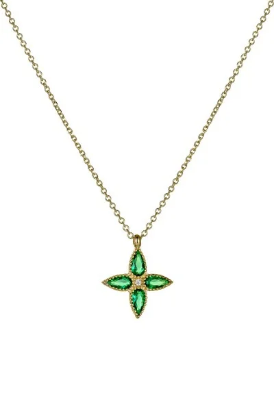 Κολιέ Χρυσό 9Κ Green Flower