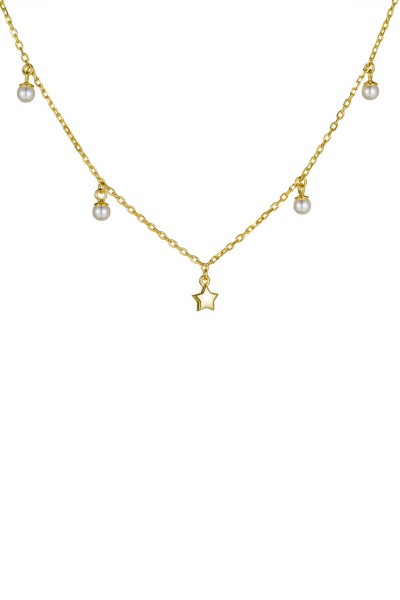 Κολιέ Ασημένιο Pearls and Star