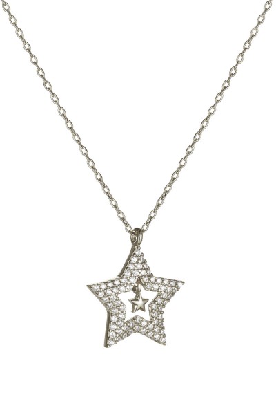 Κολιέ Ασημένιο Double Star