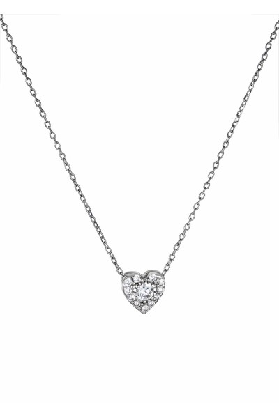 Κολιέ Λευκόχρυσο 14Κ White Gold Heart Πετράτη