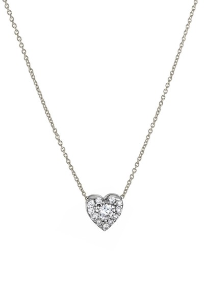 Κολιέ Λευκόχρυσο 14Κ White Gold Heart Πετράτη