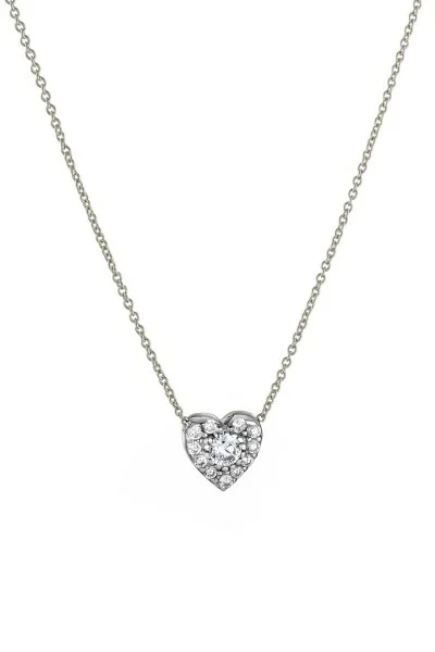 Κολιέ Λευκόχρυσο 14Κ White Gold Heart Πετράτη