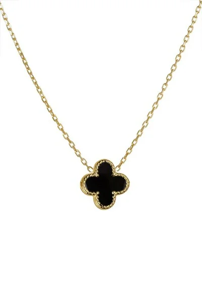 Κολιέ Χρυσό 14Κ Black Flower