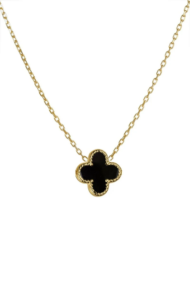 Κολιέ Χρυσό 14Κ Black Flower