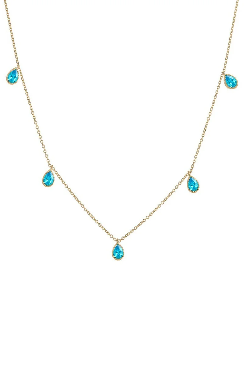 Κολιέ Lumière Χρυσό 14Κ Blue Drops