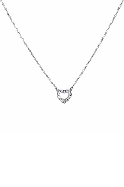 Κολιέ Λευκόχρυσο 9Κ Καρδιά Πετράτη