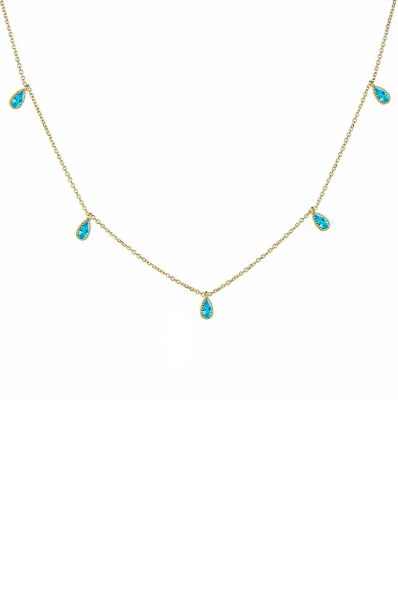 Κολιέ Lumière Χρυσό 9Κ Blue Mini Drops