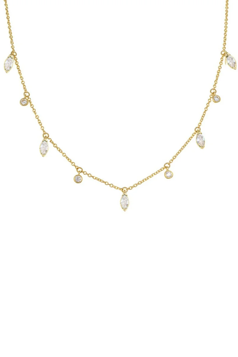 Κολιέ Lumière Χρυσό 14Κ White Drops