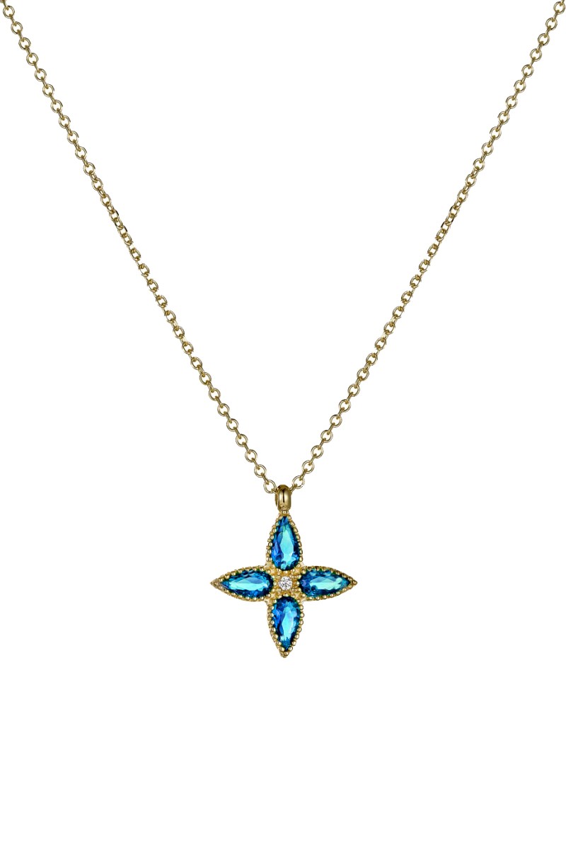 Κολιέ Χρυσό 9Κ Blue Flower