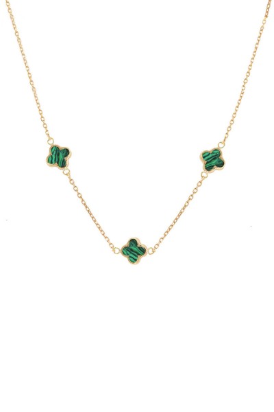 Κολιέ Χρυσό 14Κ Flower Blossom Green