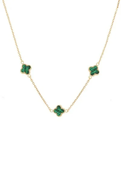 Κολιέ Χρυσό 14Κ Flower Blossom Green