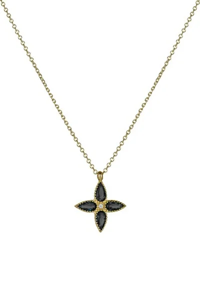 Κολιέ Χρυσό 9Κ Black Flower