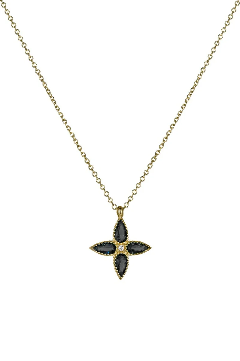 Κολιέ Χρυσό 9Κ Black Flower