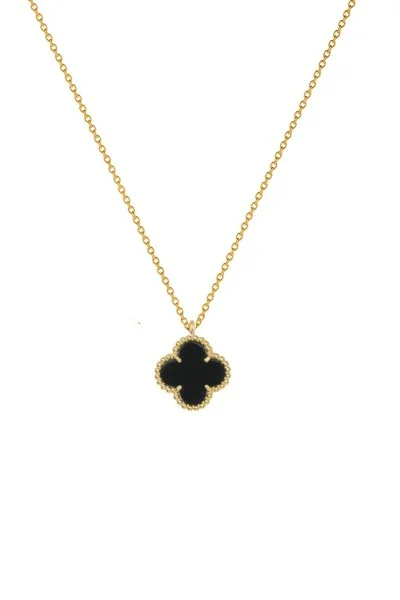 Κολιέ Χρυσό 14Κ Black Flower Όνυχας