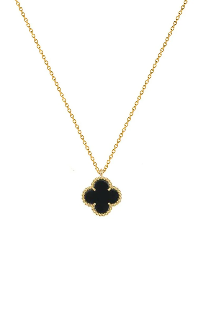 Κολιέ Χρυσό 14Κ Black Flower Όνυχας