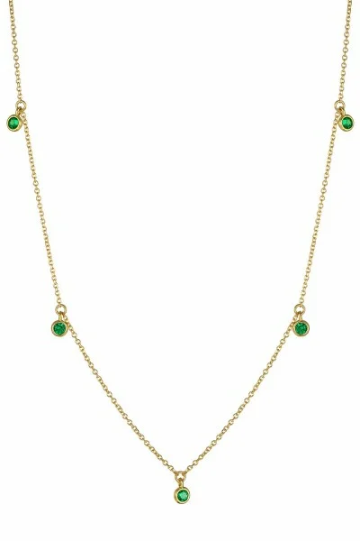 Κολιέ Lumière Χρυσό 14Κ Green Drops