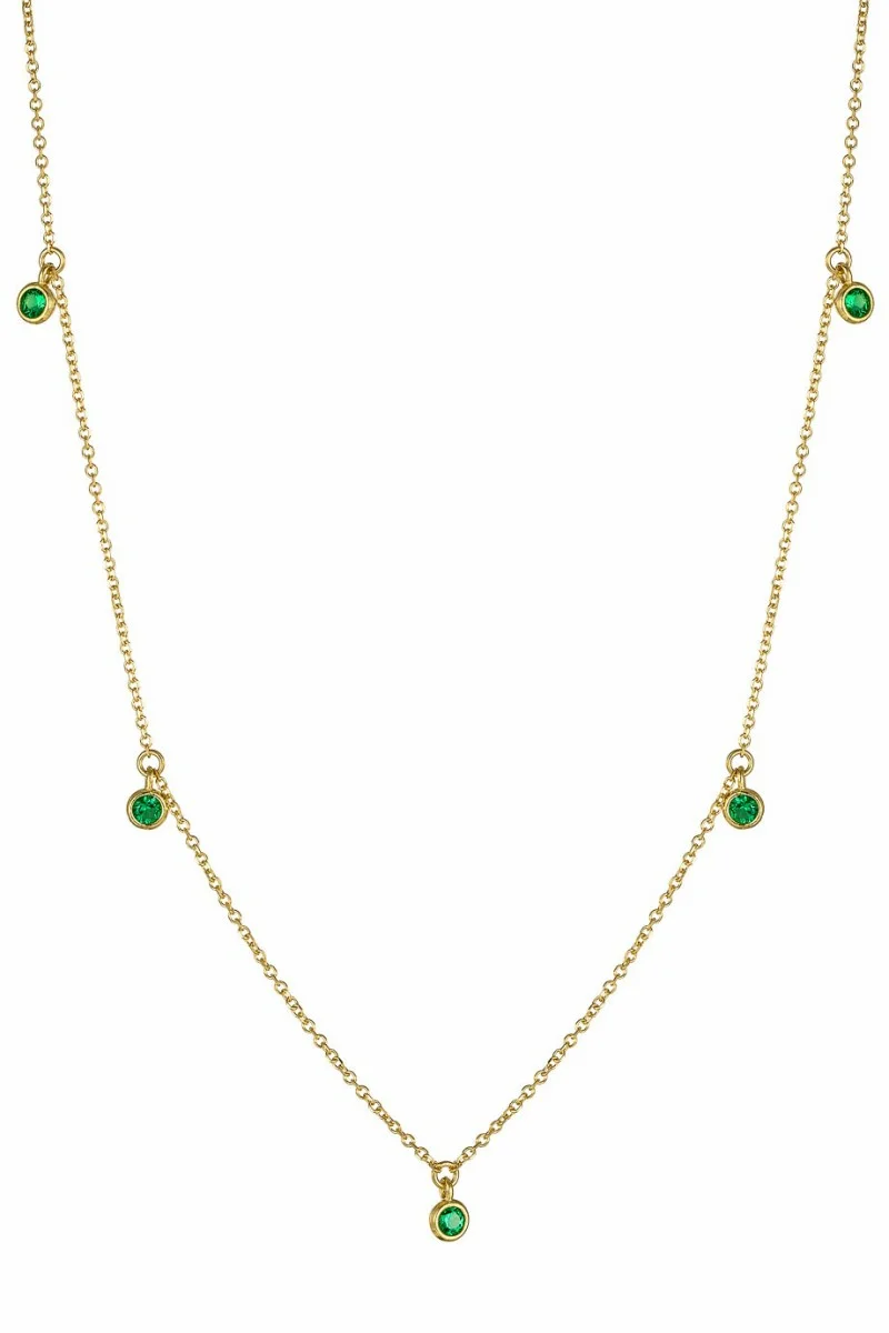 Κολιέ Lumière Χρυσό 14Κ Green Drops