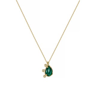 Κολιέ Χρυσό 14Κ Green Drop Μαλαχίτης