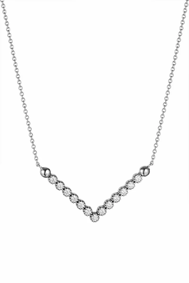Κολιέ Λευκόχρυσο 9Κ White V Dots