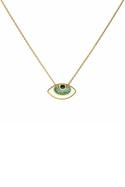 Κολιέ Χρυσό 9Κ Green Eye