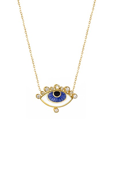 Κολιέ EyeConic Χρυσό 9Κ Big Blue Eye Bubbles
