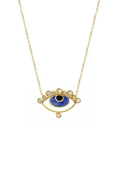 Κολιέ EyeConic Χρυσό 9Κ Big Blue Eye Bubbles