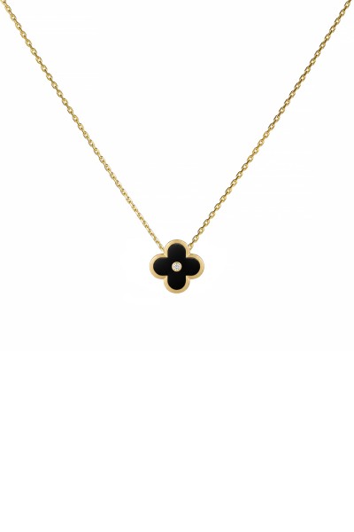 Κολιέ Χρυσό 9Κ Black Flower