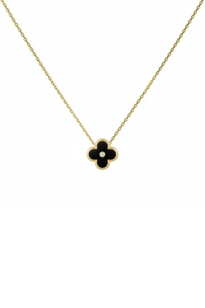 Κολιέ Χρυσό 9Κ Black Flower