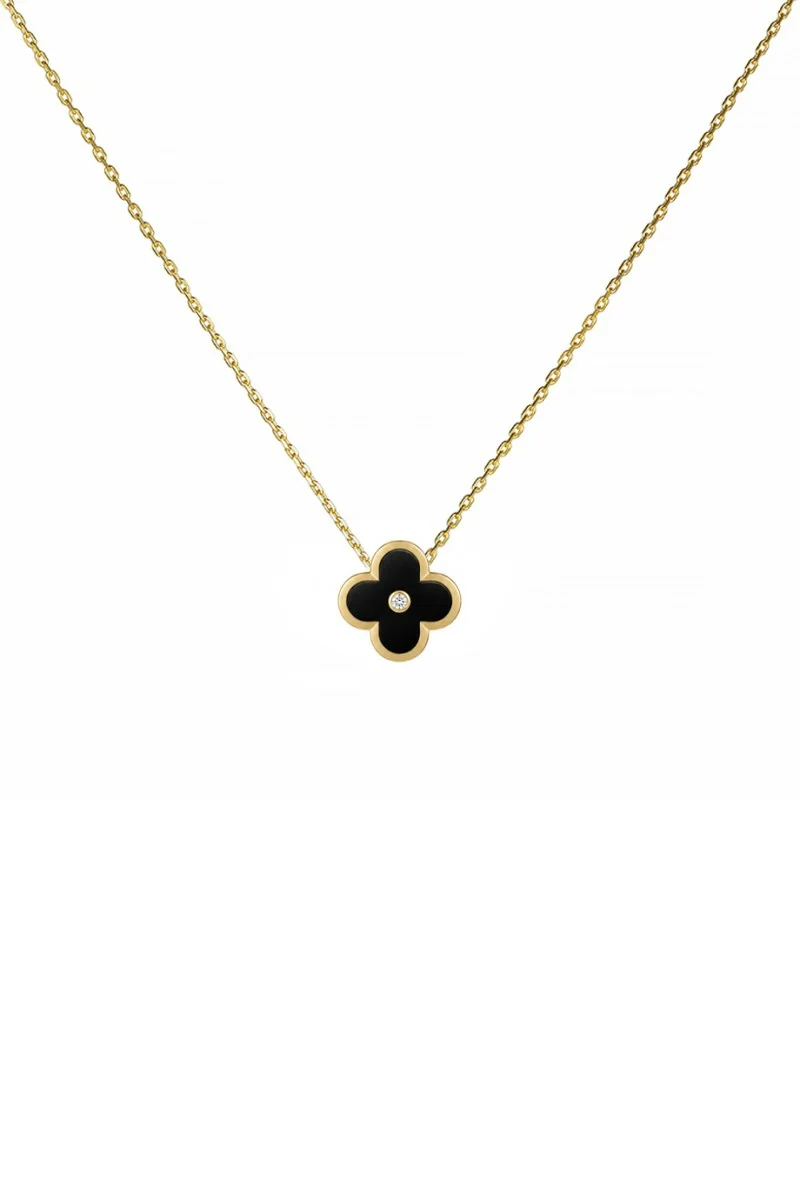 Κολιέ Χρυσό 9Κ Black Flower