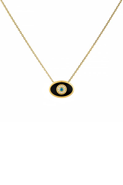 Κολιέ EyeConic Χρυσό 9Κ Oval Black Eye