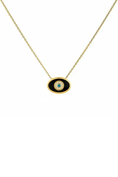 Κολιέ EyeConic Χρυσό 9Κ Oval Black Eye