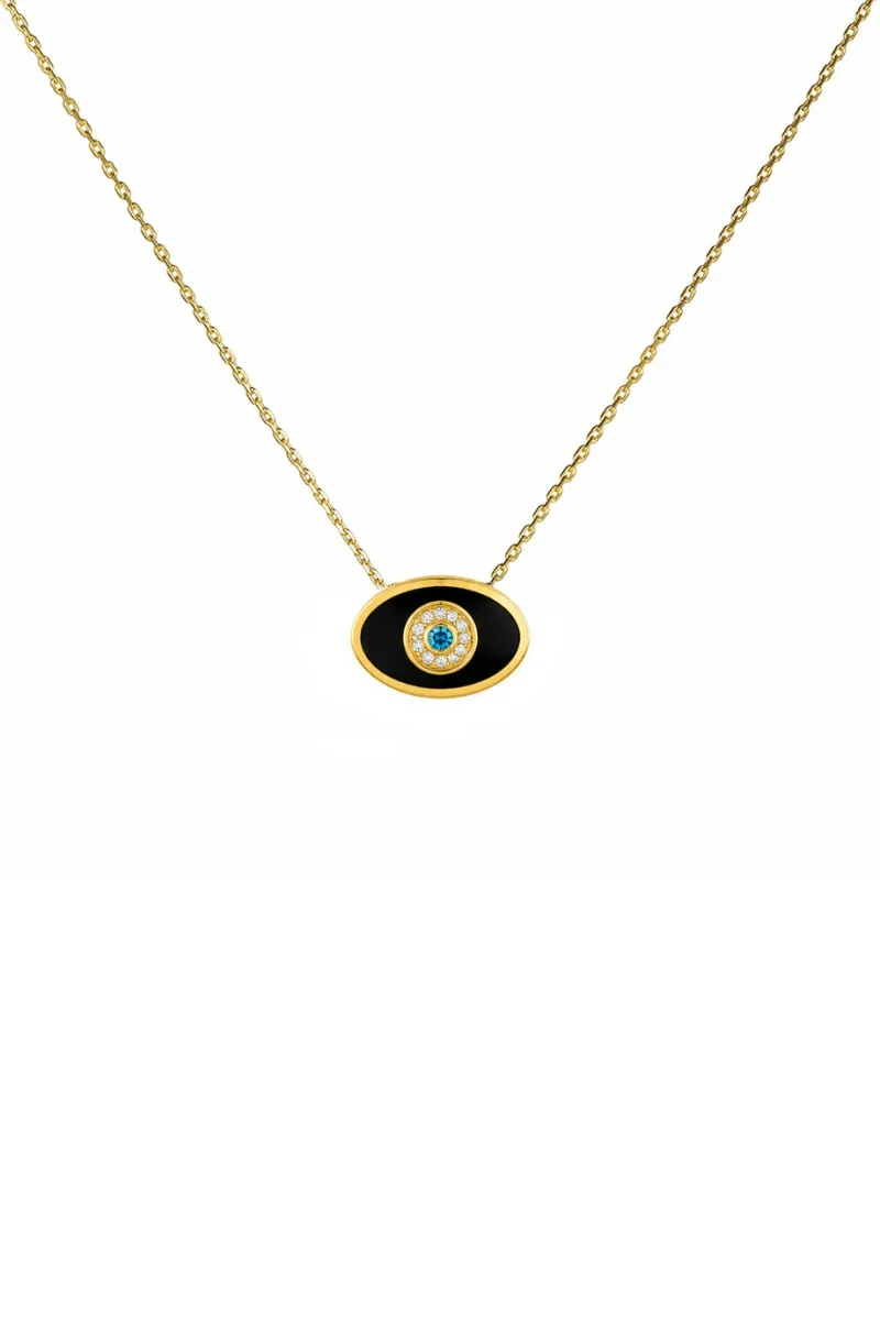 Κολιέ EyeConic Χρυσό 9Κ Oval Black Eye