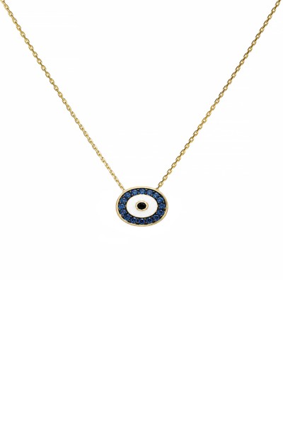 Κολιέ EyeConic Χρυσό 9Κ Oval Blue Eye