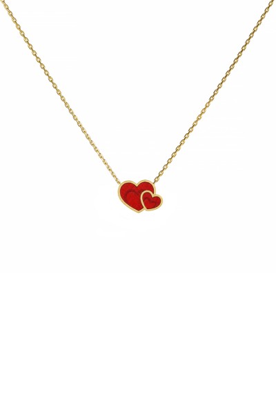 Κολιέ Χρυσό 9Κ Red Hearts