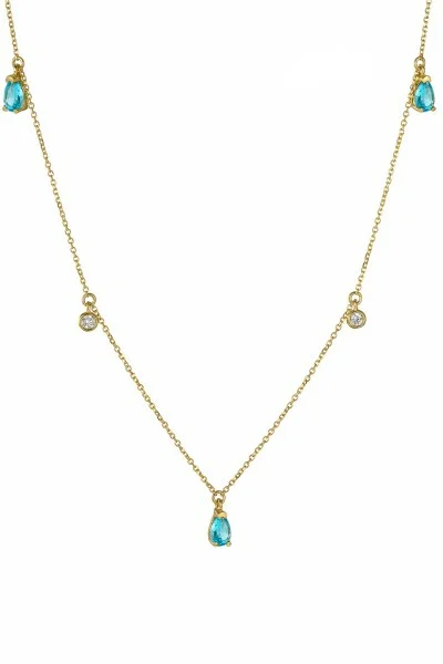 Κολιέ Lumière Χρυσό 14Κ Glam Drops Light Blue