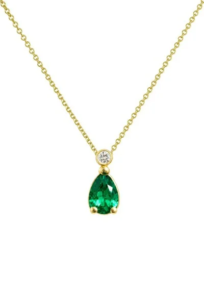 Κολιέ Lumière Χρυσό 14Κ Green Drop
