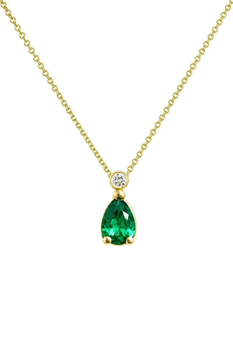 Κολιέ Lumière Χρυσό 14Κ Green Drop