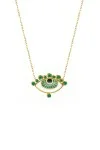 Κολιέ EyeConic Χρυσό 9Κ Big Green Eye Bubbles