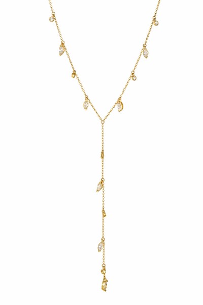 Κολιέ Lumière Χρυσό 9Κ White V Drops