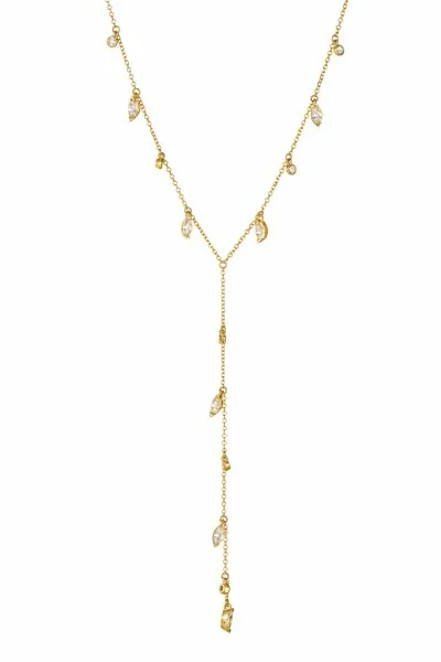 Κολιέ Lumière Χρυσό 9Κ White V Drops