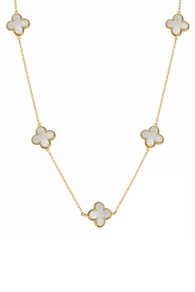 Κολιέ Χρυσό 14Κ White Flowers