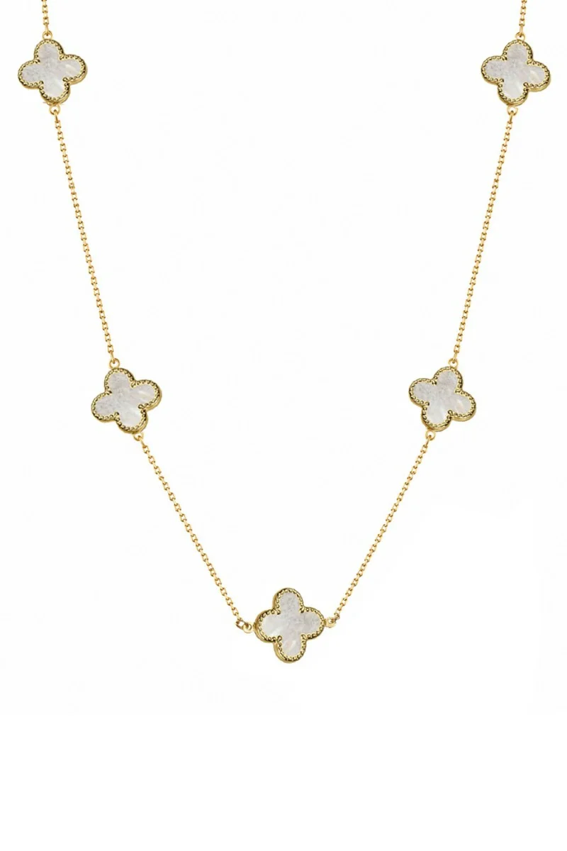 Κολιέ Χρυσό 14Κ White Flowers