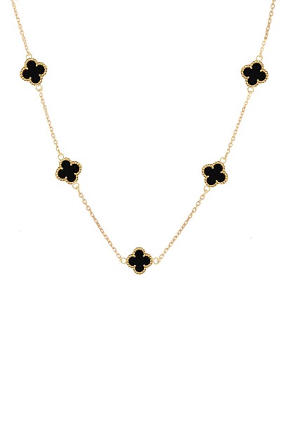 Κολιέ Χρυσό 14Κ Black Flowers