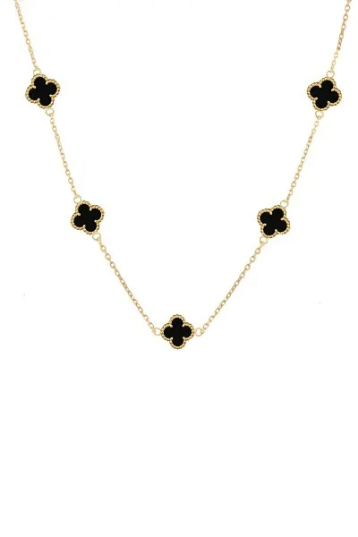 Κολιέ Χρυσό 14Κ Black Flowers