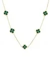 Κολιέ Χρυσό 14Κ Green Flowers Διπλής Όψης