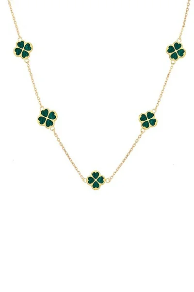 Κολιέ Χρυσό 14Κ Green Flowers Διπλής Όψης