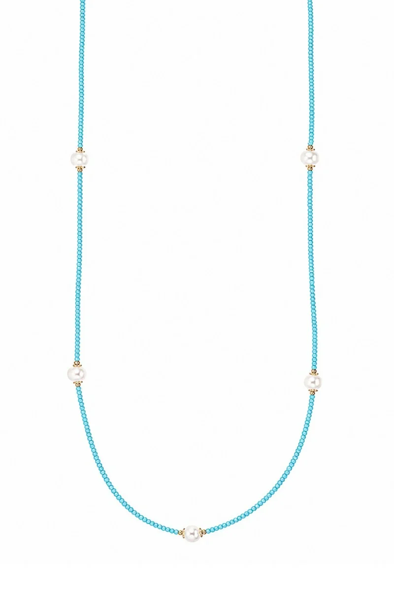 Κολιέ Ασημένιο Blue Pearls